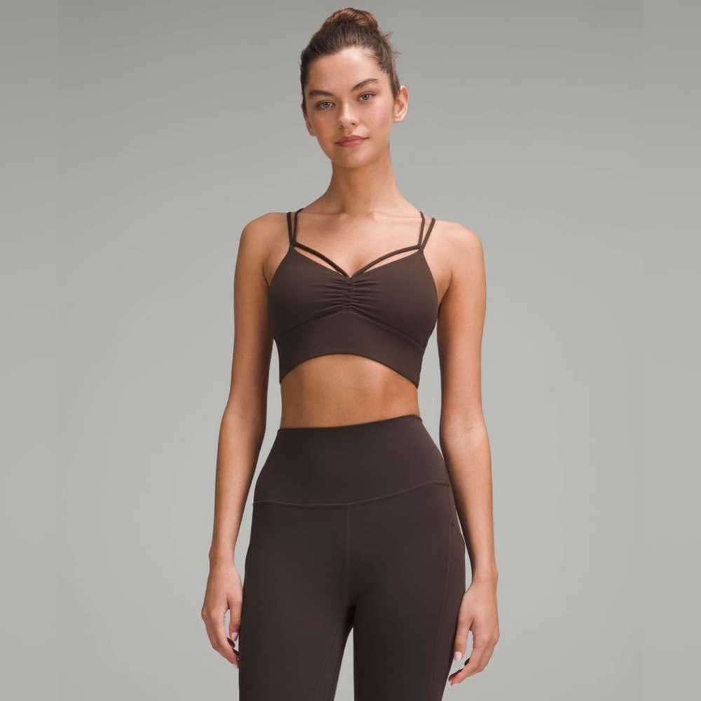 Lululemon Nulu Strappy V Neck Yoga Bra size 4/8 Espresso ESPR